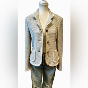 Marciano Light Grey Tweed Blazer with Silver Metallic Threads throughout